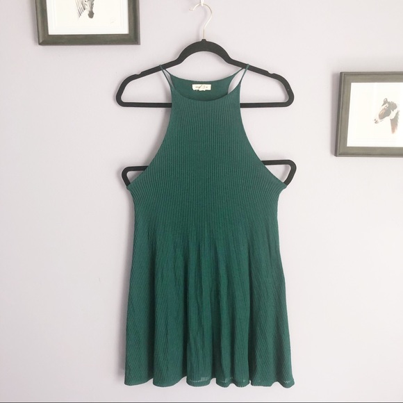 UO Silence + Noise Green Halter Trapeze Dress - Picture 2 of 5